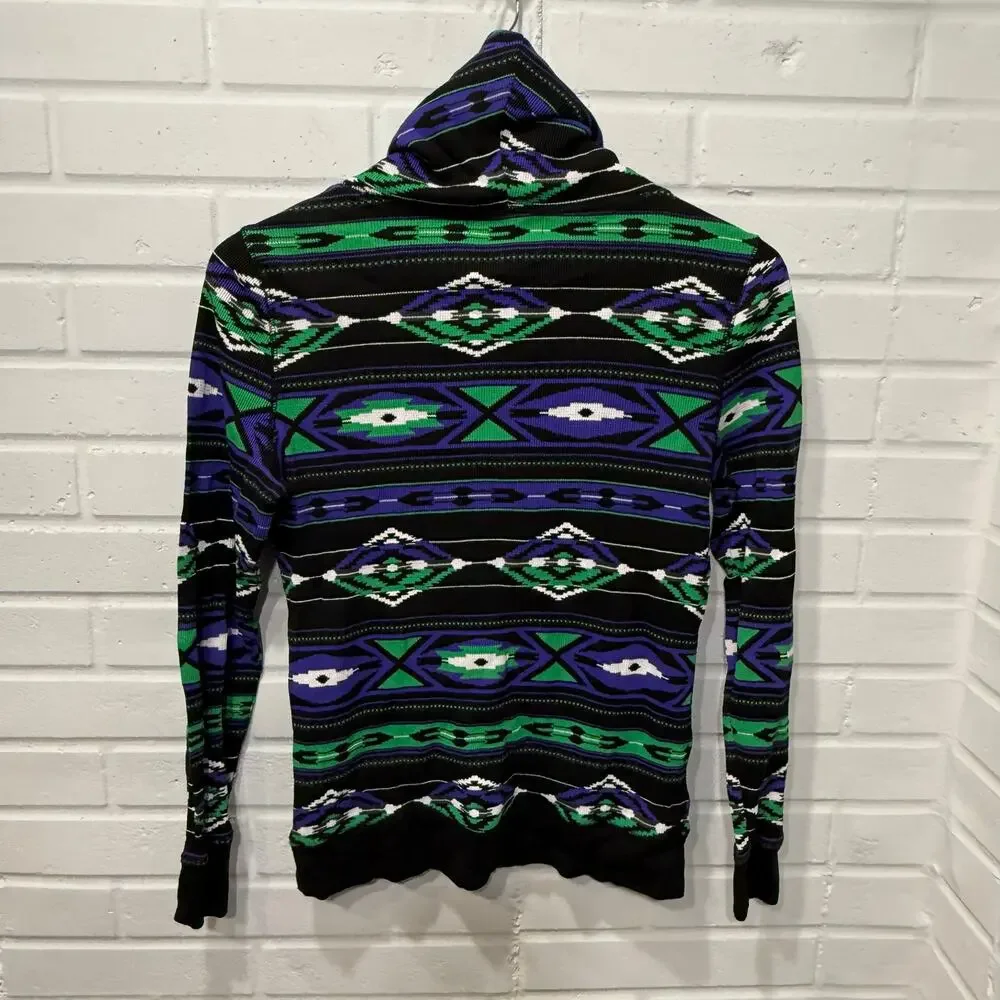 Lauren Ralph Lauren Active Aztec Southwest Thermal Cowl Neck Sweatshirt Top Med - Picture 5 of 13